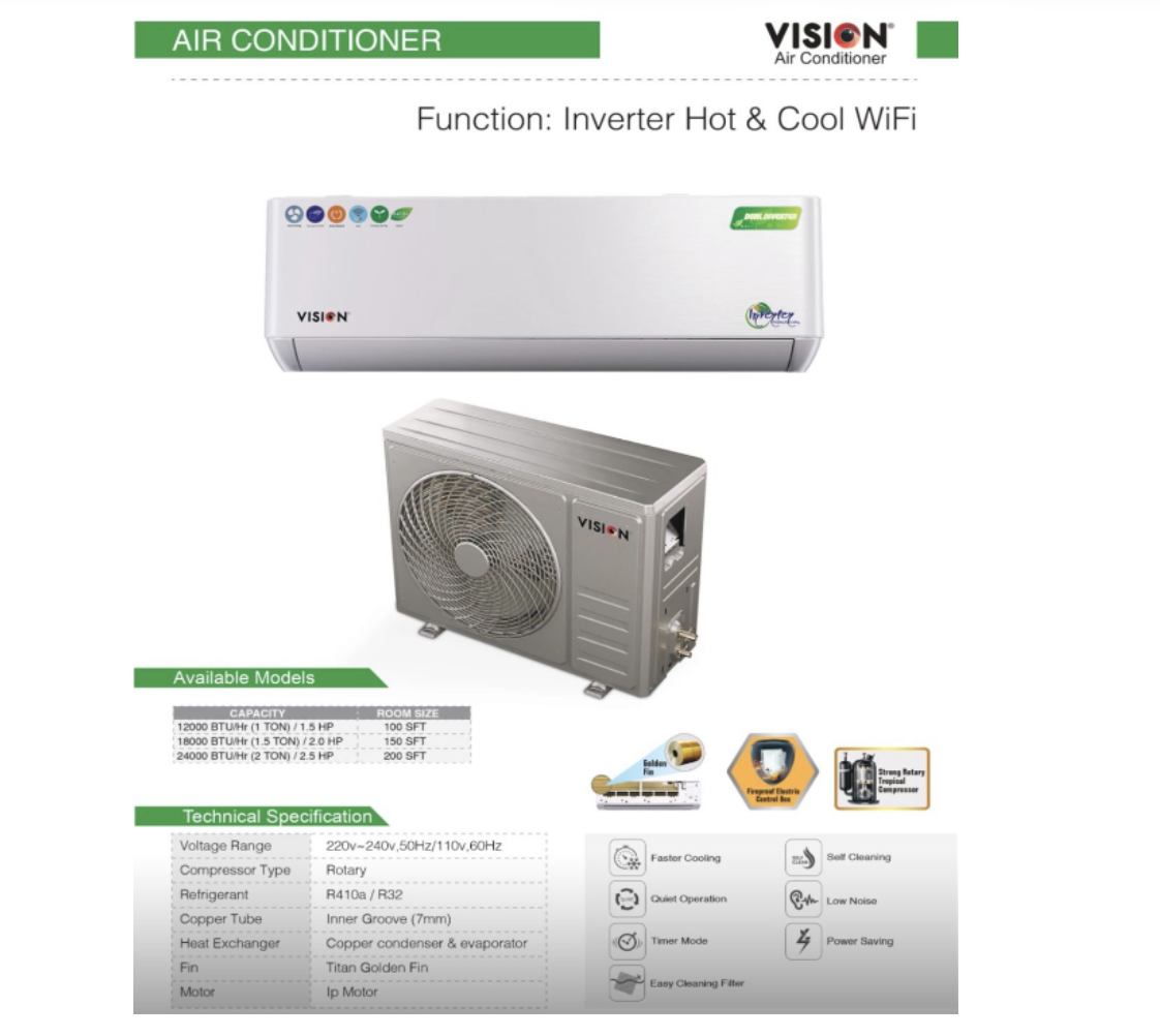 SMART Vision AC 1.0 Ton- APHCI DUAL INVERTER (CFC FREE)-WIFI-3D PRO-12000 Btu/H